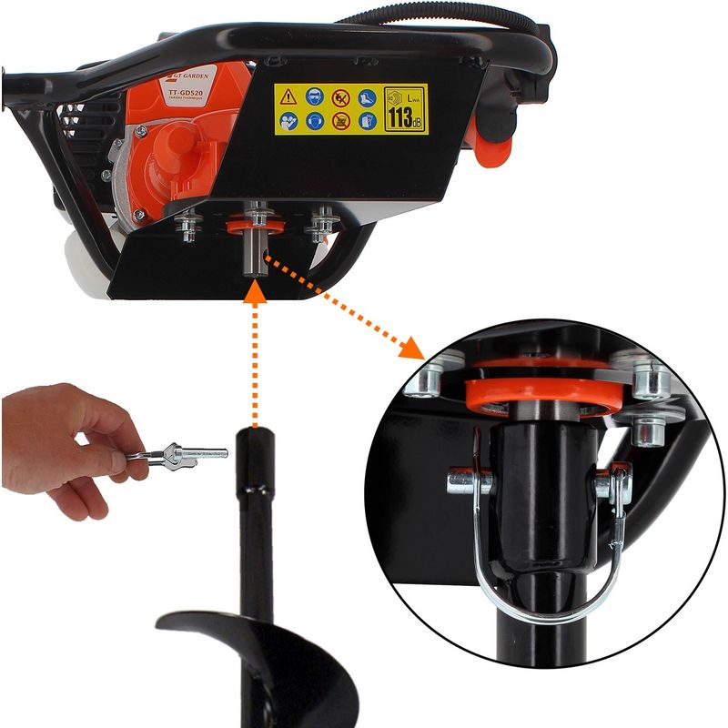 Tarière thermique 52 cm3 - 3 CV + lot de 3 mèches (100, 150 et 200 mm) — SKU 224922745647695987 - Image 4