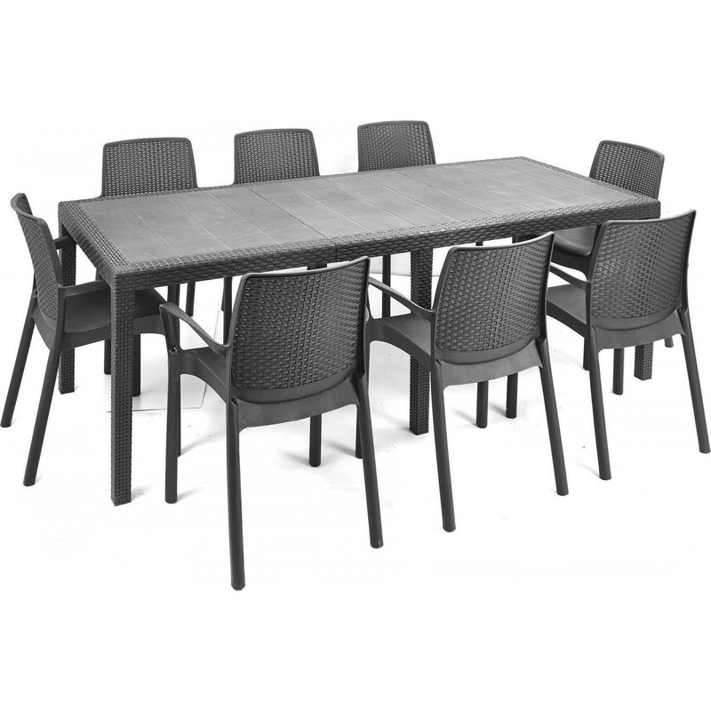 Dmora – Table de jardin extensible 10 places – Structure en polypropylène – Imperméable et hydrofuge – Dimensions 150/220x90x73 cm – Made in Italy