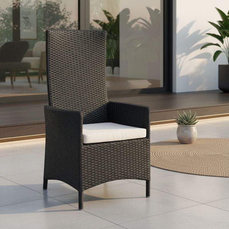 Melko Fauteuil relax Fauteuil de jardin Polyrattan, env. 62 x 57 x 111 cm, réglable, résistant aux intempéries, avec coussin d'assise, noir