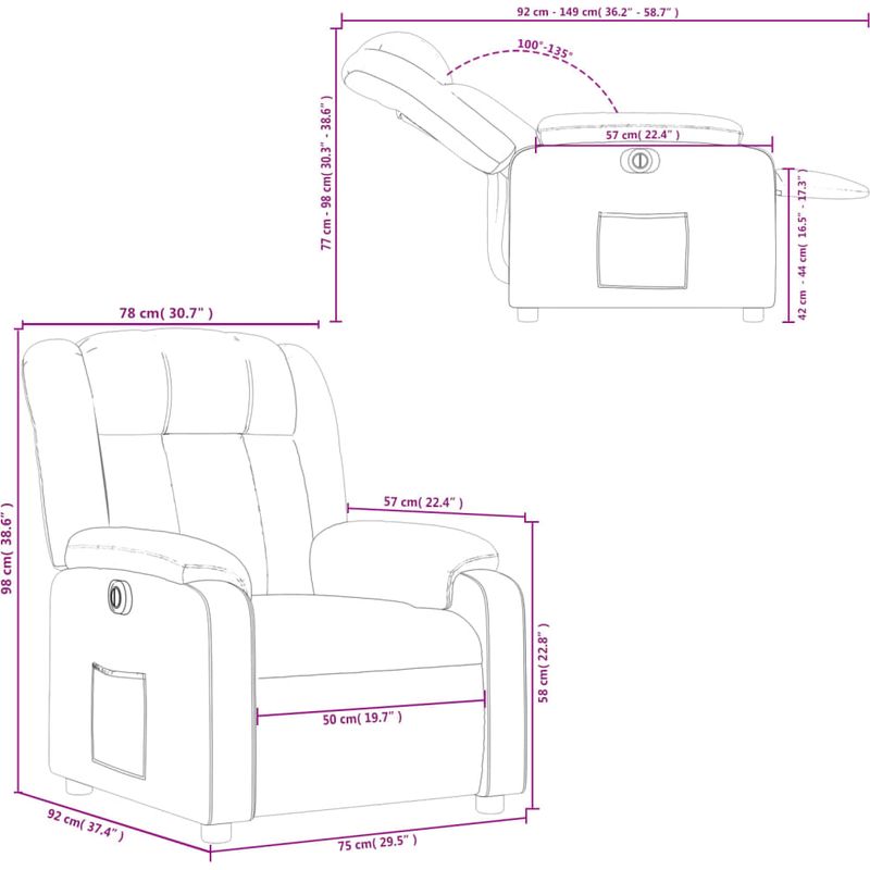 vidaXL Fauteuil inclinable électrique Gris clair Tissu - Image 3