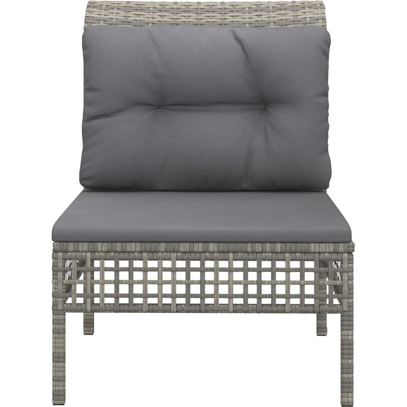 Vidaxl – Canapé de jardin central avec coussin – Résine tressée grise – Cadre en acier robuste – Confort optimal – Design modulaire - Image 3