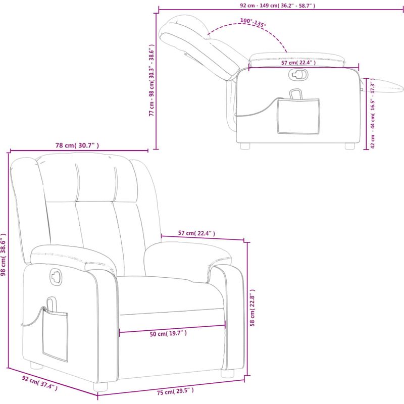 vidaXL Fauteuil de massage inclinable Cappuccino Similicuir - Image 3