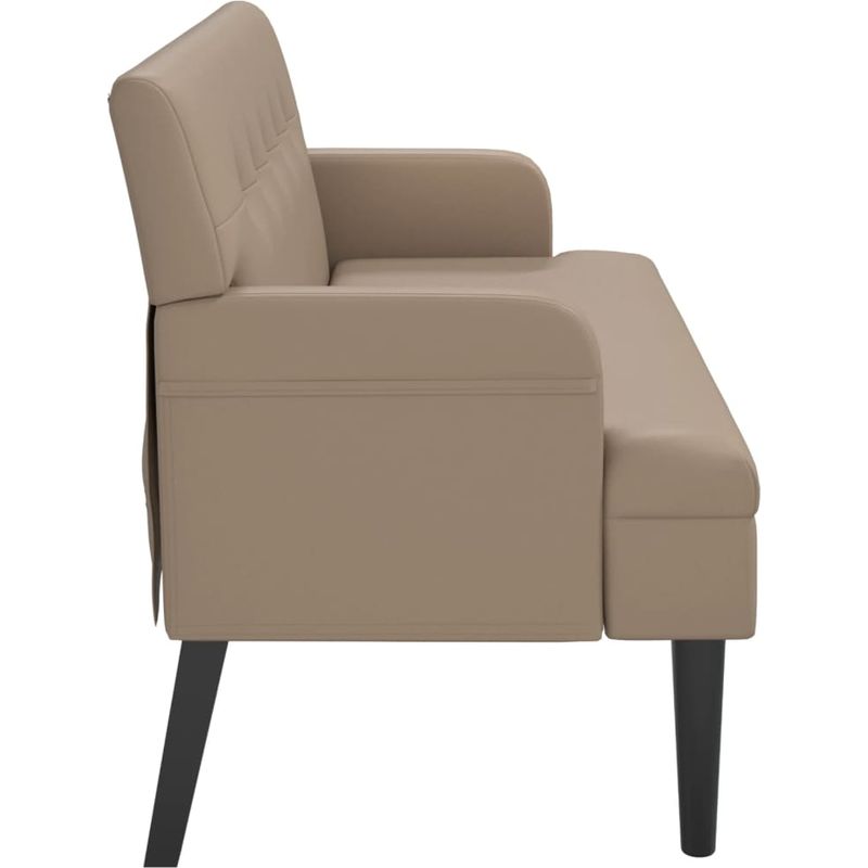 Vidaxl – Banc avec dossier similicuir cappuccino 112x65,5x75 cm – Assise confortable – Pieds en bois massif – Cadre robuste - Image 4