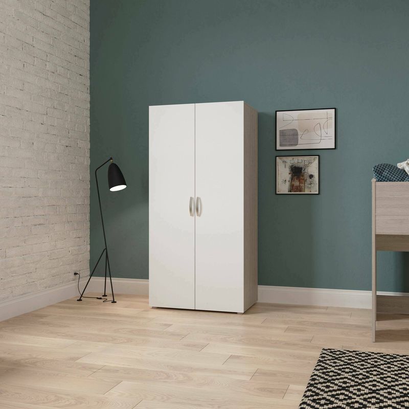 Dmora – Armoire 2 portes Barge – Penderie chambre à coucher – 1 étagère – 79,4x51,6x165,5 cm – Chêne brun – Charnières métalliques - Image 2