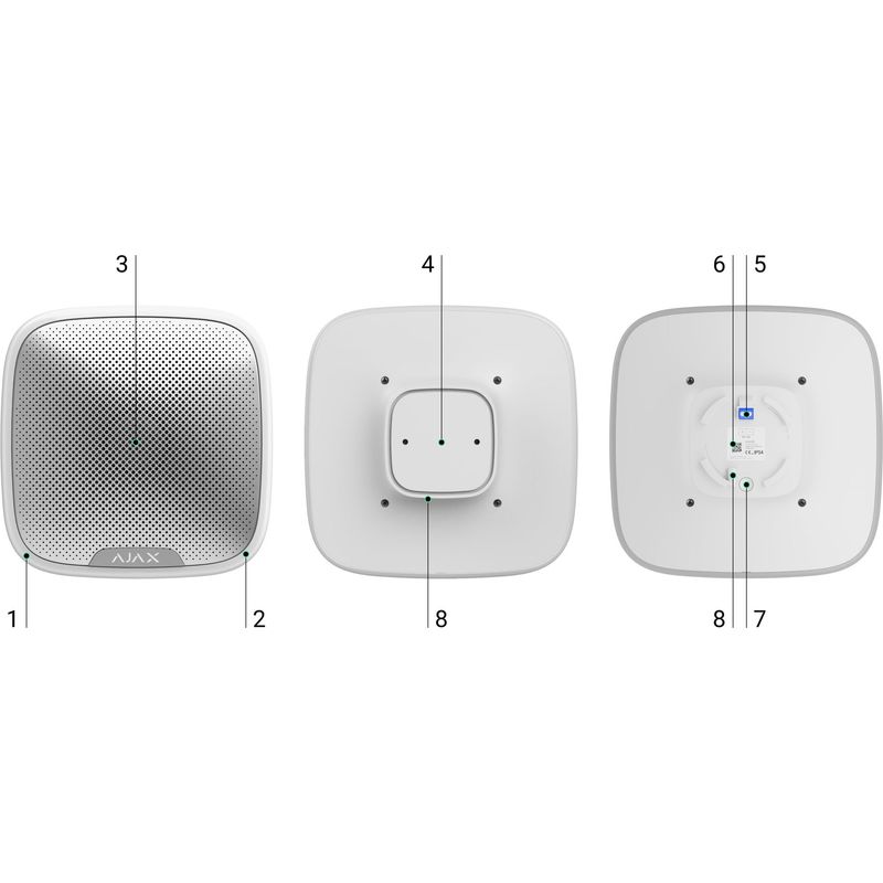 Ajax – Sirène d'alarme extérieure sans fil 868 MHz – Alimentation 12V DC – Indice de protection IP54 – Volume réglable – Installation rapide - Image 4