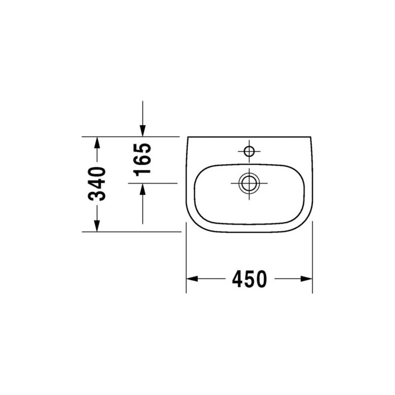 Lave-mains à suspendre Duravit D-Code – Dimensions 450x340x145 mm – Céramique sanitaire émaillée – Trou de robinetterie avec trop-plein - Image 5