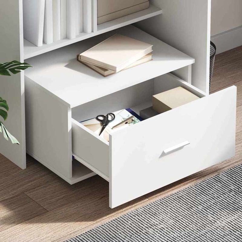 Vidaxl – Armoire à tiroirs 55 x 45 x 31 cm – Bois d'ingénierie blanc – Tiroirs à ouverture fluide – Grand espace de rangement - Image 4