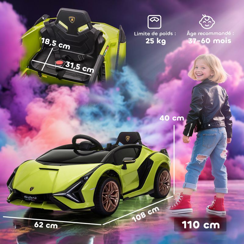 Homcom – Voiture électrique enfant 12V – Télécommande 2,4G – Sons et lumières – Siège ergonomique – Pour 3-5 ans – Charge max 25kg – Vert - Image 5