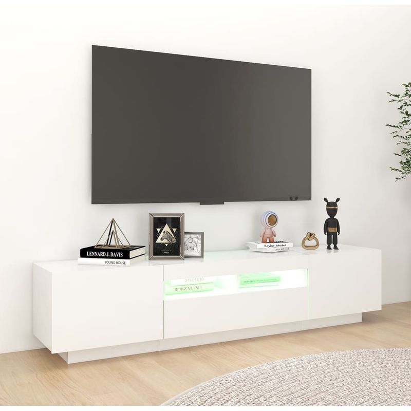 Vidaxl – Meuble TV avec lumières LED RGB – Dimensions 180x35x40 cm – Construction robuste – Espace de rangement pour appareils multimédia - Image 2