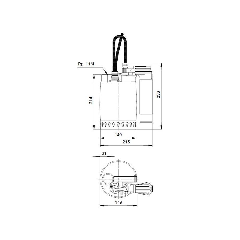 Pompe immergée Grundfos UNILIFT KP 250 A1 – Eaux claires et usées – Acier inoxydable – Flotteur de niveau – Protection thermique Cup - Image 3