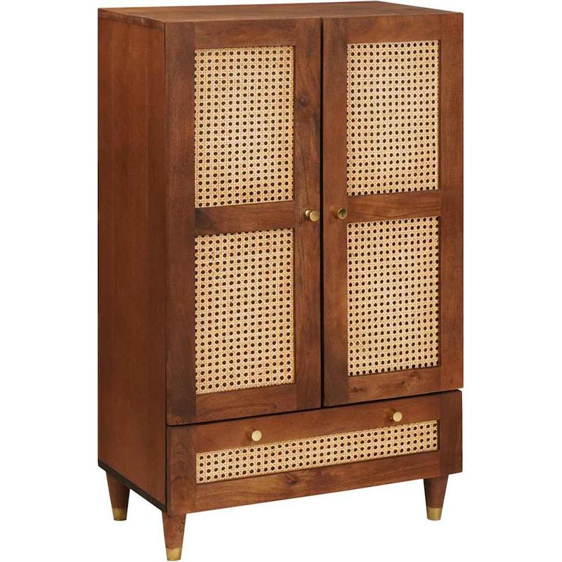 Vidaxl – Buffet haut en bois de manguier massif marron 60 x 33,5 x 100 cm – Design moderne et épuré – Rangement optimisé pour petits espaces