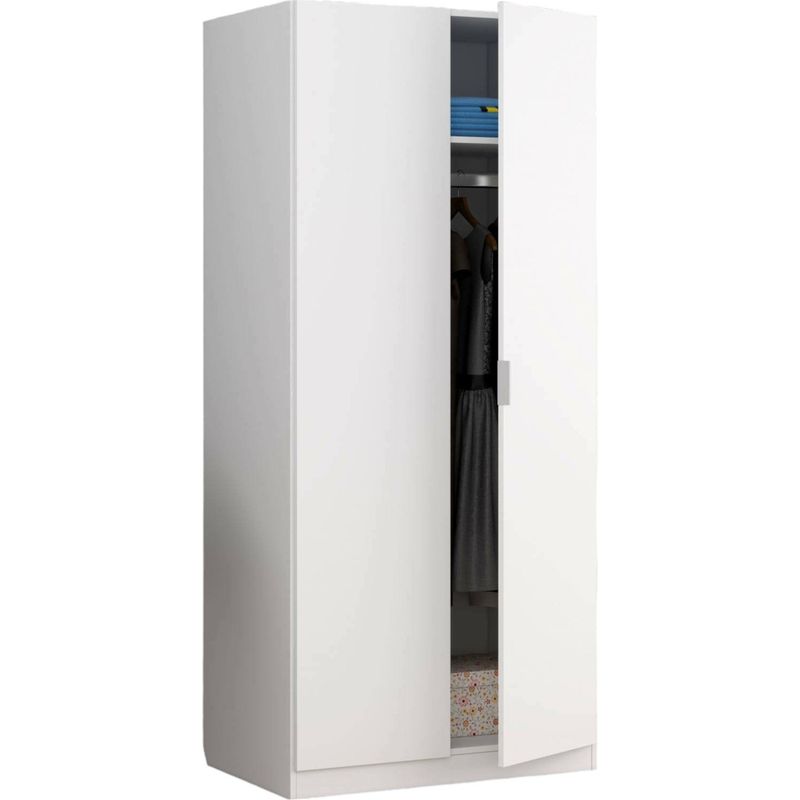 Dmora – Armoire 2 portes blanche 82x52x180 cm – Garde-robe avec étagère et tringle à vêtements – Meuble design certifié PEFC - Image 5