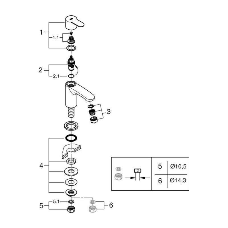 Grohe – Robinet mitigeur de lavabo sur plage – Montage monotrou – Levier métallique – Tête céramique – Finition chromée – Pression minimale 1,0 bar - Image 3