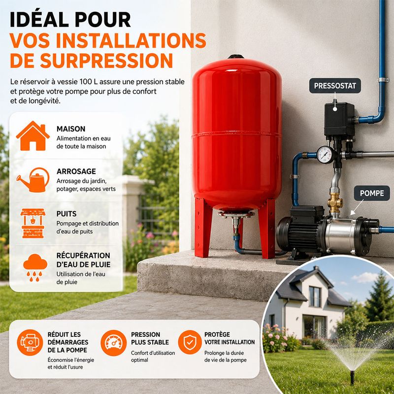 Réservoir pression à vessie vertical - 100 litres Vase - Image 5
