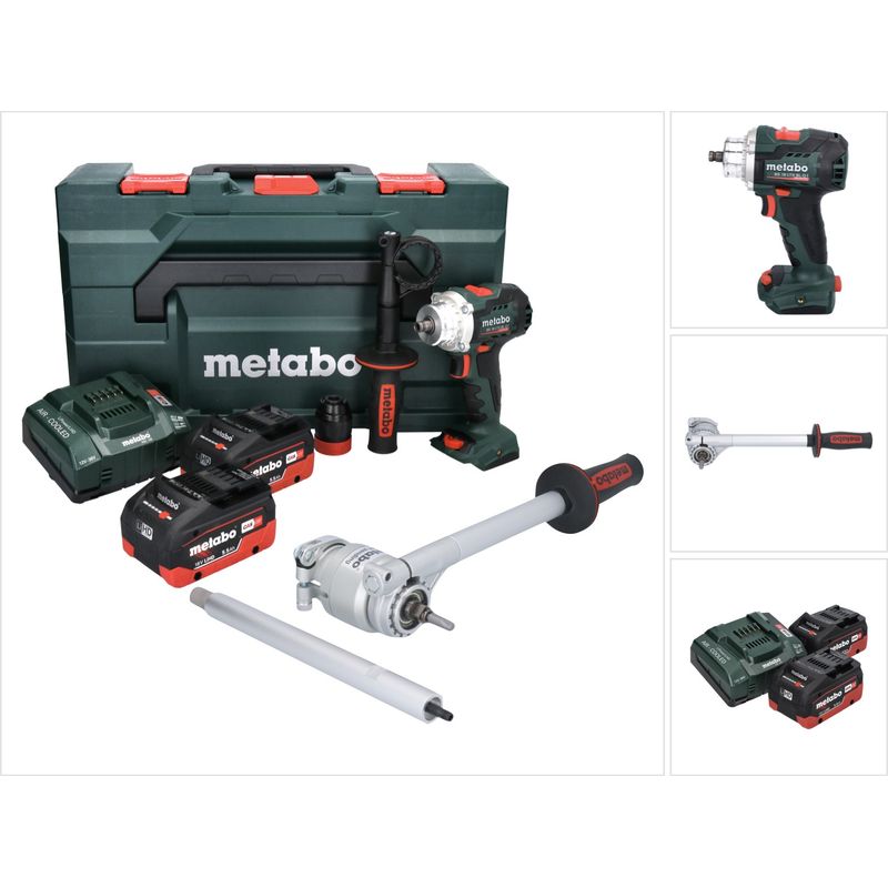 Metabo – Perceuse-visseuse sans fil 18V 2x5.5Ah – 602359770 – Moteur Brushless – Couple 130Nm – Ø perçage acier 13mm – Coffret avec chargeur