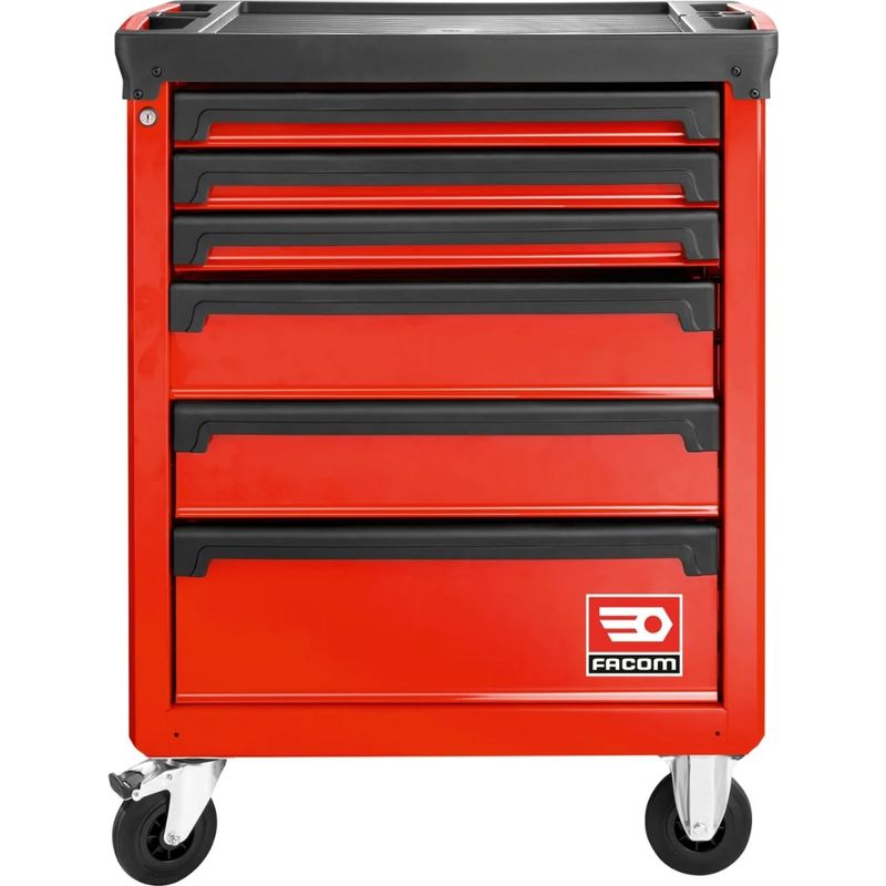 Facom – Servante d'atelier roulante 6 tiroirs rouge – Charge max 30kg par tiroir – Plan de travail polypropylène 800kg – Roues pivotantes avec frein - Image 10