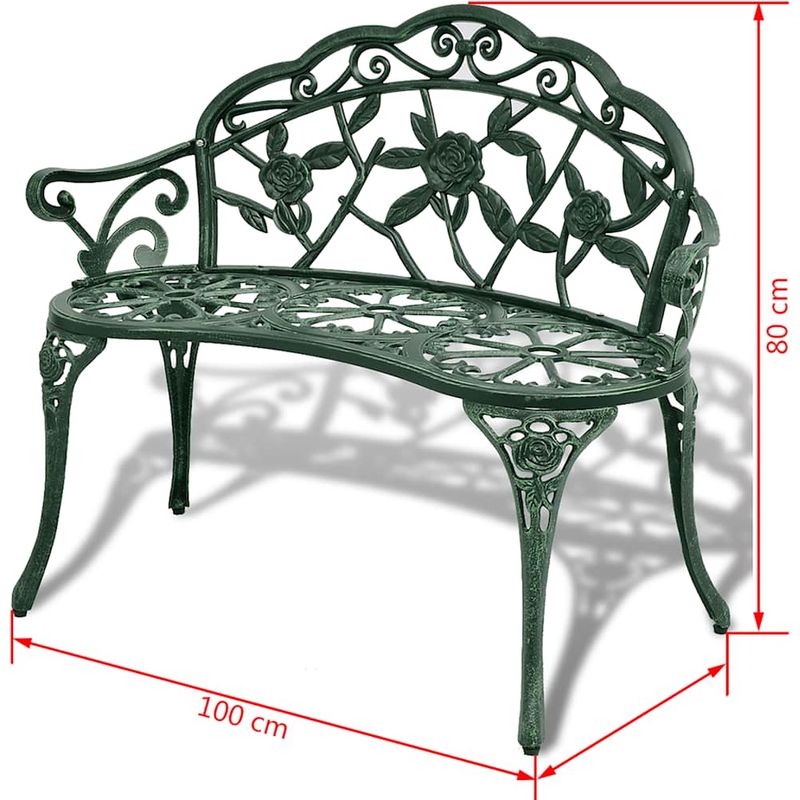 Vidaxl – Banc de jardin 100 cm en aluminium coulé – Résistant aux intempéries – Accueille 2 personnes – Décor floral élégant - Image 4
