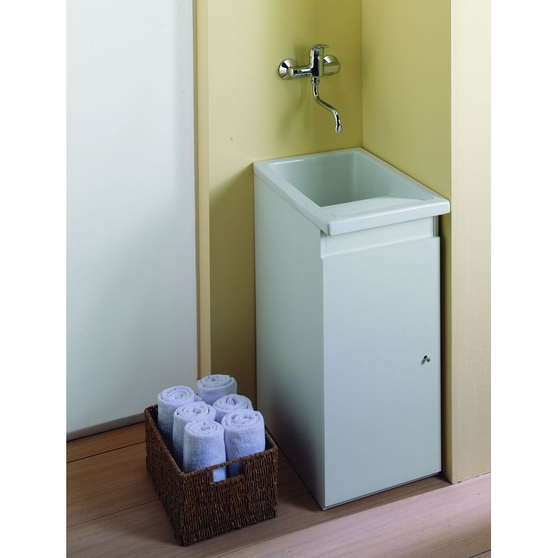 Indusa – Bac à laver en grès émaillé 39 x 60,5 cm – Profondeur cuve 34 cm – Couleur blanc brillant – Bac nu percé sans trop-plein - Image 3