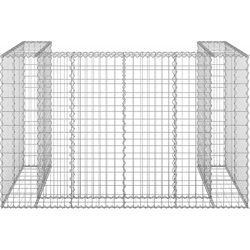 Vidaxl – Mur en gabion pour poubelles – Acier galvanisé résistant aux intempéries – Dimensions 180x100x110 cm – Contient 2 poubelles - Image 5