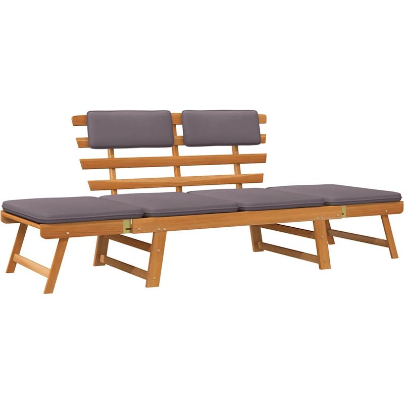 Vidaxl – Chaise longue 2-en-1 en bois d'acacia 190 cm – Coussins amovibles – Résistante aux intempéries – Pour extérieur Support - Image 10
