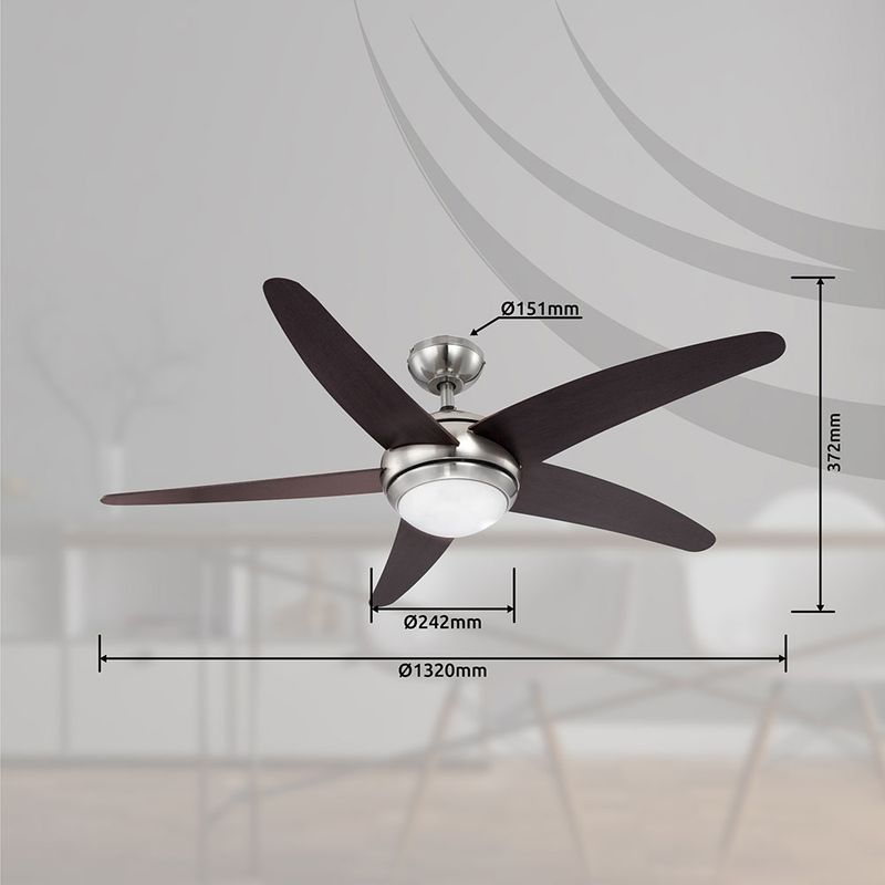 Globo – Ventilateur de plafond avec éclairage et télécommande – 3 vitesses réglables – Moteur silencieux – Pour pièces jusqu'à 30 m2 – 132 cm - Image 4