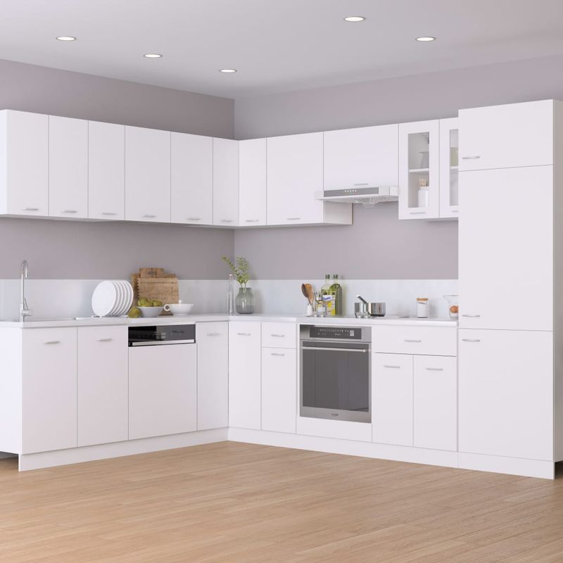 Vidaxl – Armoire d'angle basse Lyon blanche 75,5 x 75,5 x 81,5 cm – Bois d'ingénierie – 2 étagères – Rangement optimisé pour cuisine - Image 5