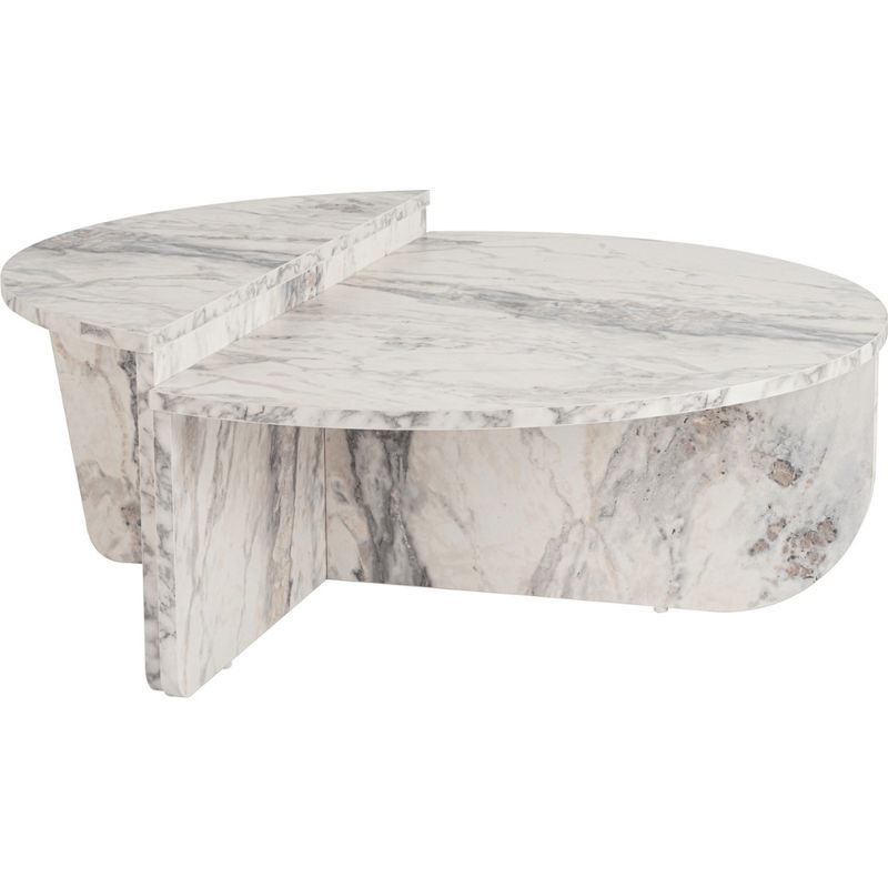 Calicosy – Ensemble de 2 tables basses gigognes 90x90x35 cm – Panneaux mélaminés décor marbre gris – Design contemporain pour salon Adapter - Image 5