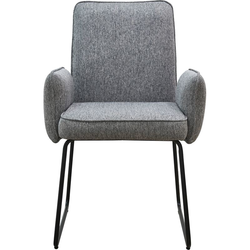 SVITA ALBA Lot de 2 chaises de salle à manger Chaise à accoudoirs Chaise rembourrée tissu gris - Image 5
