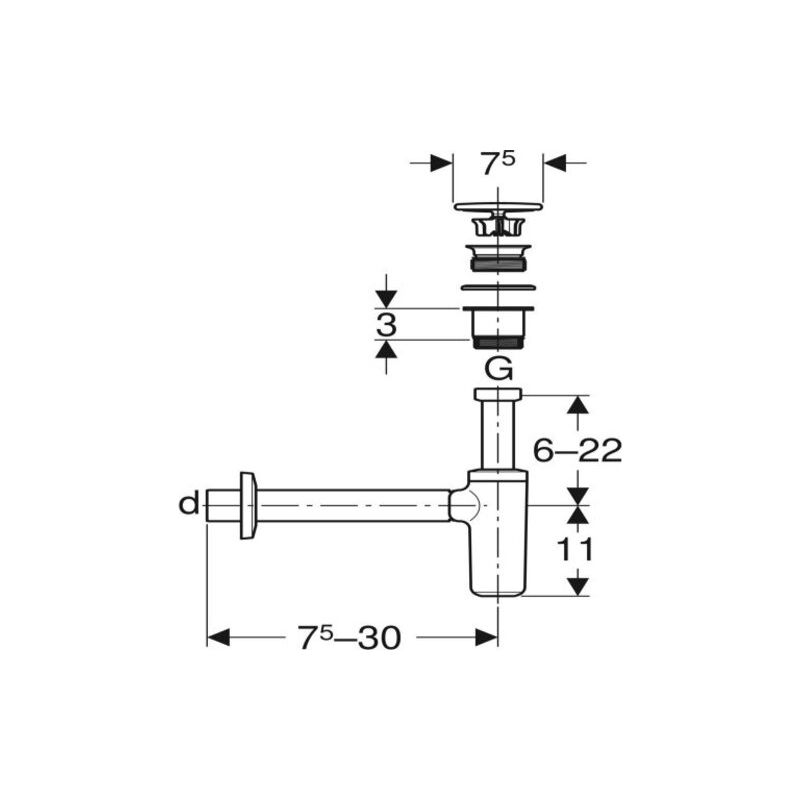Geberit ONE - Siphon de desing avec vidage, chrome / blanc 151.019.01.1 - Image 2