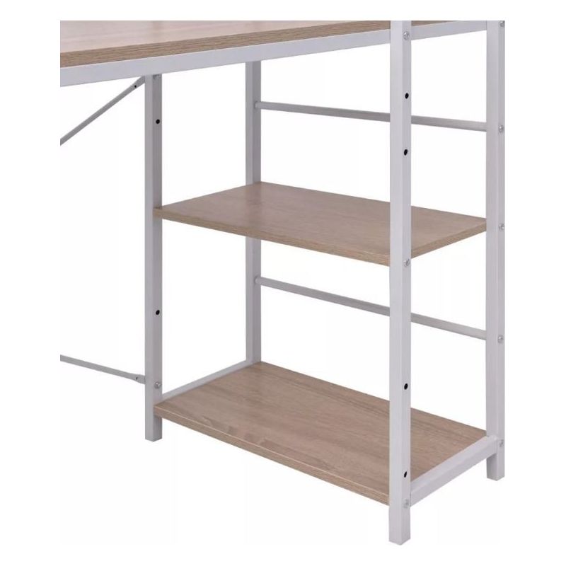 Vidaxl – Bureau droit avec bibliothèque à 4 niveaux – Structure métallique robuste – Grand plateau pour ordinateur – Rangement intégré pour Pot - Image 5