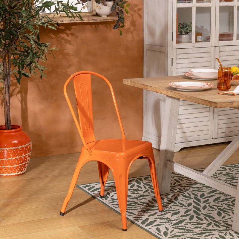 Atmosphera – Lot de 4 chaises en métal empilables – Acier teinté vintage – Dimensions 45x48x85cm – Hauteur d'assise 44cm – Pour intérieur - Image 2