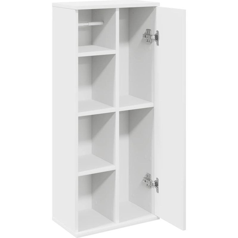 Vidaxl – Meuble sous vasque simple blanc 39x22x90 cm – Bois d'ingénierie résistant à l'humidité – Porte-rouleau intégré – Grand espace de rangement - Image 5