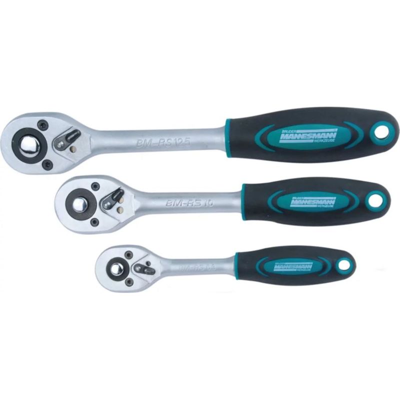 Brüder Mannesmann – Jeu de clés à douille 215 pièces 98430 – Coffret cliquet réversible 1/4, 3/8, 1/2 – Acier chrome-vanadium – Pour travaux - Image 4