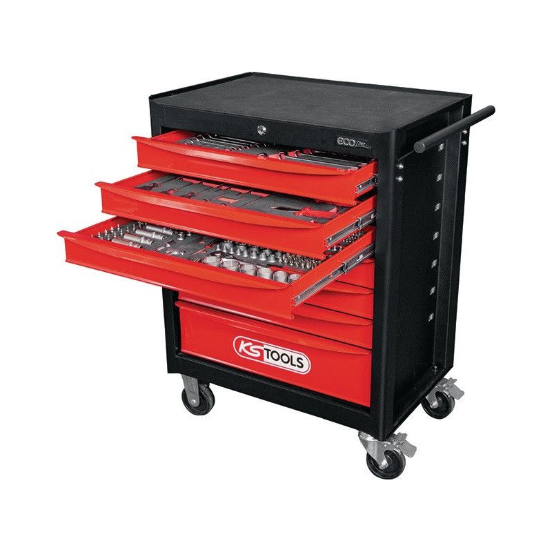 Ks Tools – Servante d'atelier roulante 7 tiroirs – Acier 0,8mm – Charge 300kg – Dimensions L748 x H1014 x P459mm – Système de fermeture SOFT CLOSE - Image 2