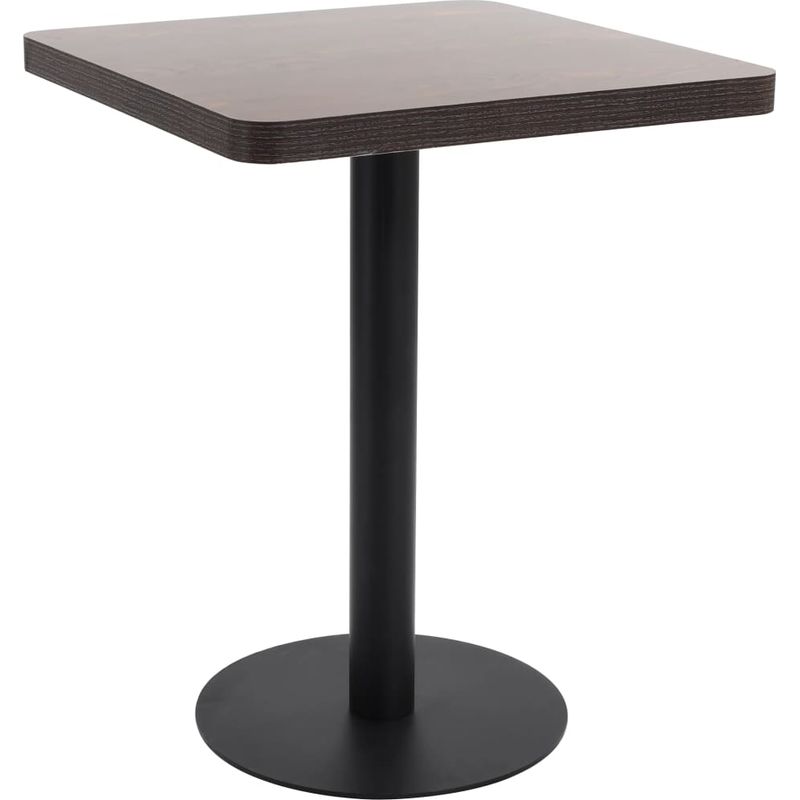 Vidaxl – Table de bistro marron foncé 60x60 cm MDF – Piètement acier – Épaisseur 3,8 cm – Pour 2 personnes – Facile à assembler