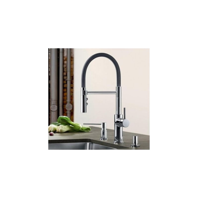 Blanco – Mitigeur de lavabo avec douchette inox flexible noir – Bec orientable 360° – Régulateur de jet anti-calcaire – 525792 - Image 7