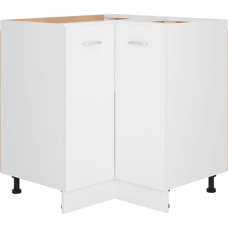 Vidaxl – Armoire d'angle basse Lyon blanche 75,5 x 75,5 x 81,5 cm – Bois d'ingénierie – 2 étagères – Rangement optimisé pour cuisine - Image 4