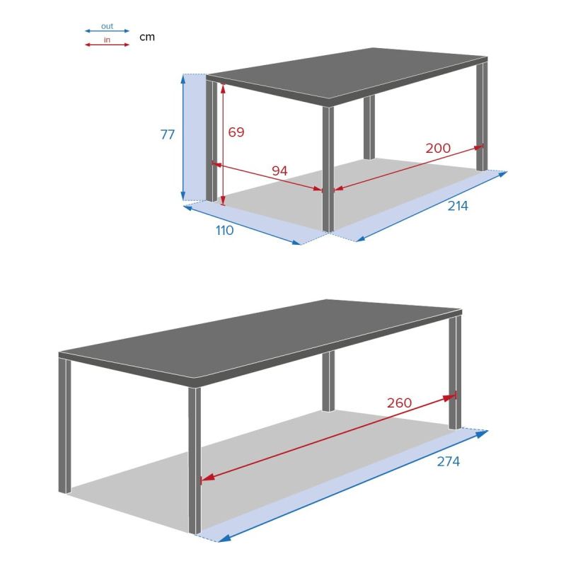 Hesperide – Table de jardin extensible rectangulaire 10 places – Aluminium traité époxy – Longueur 214/274 cm – Design effet bois lin et argile - Image 3