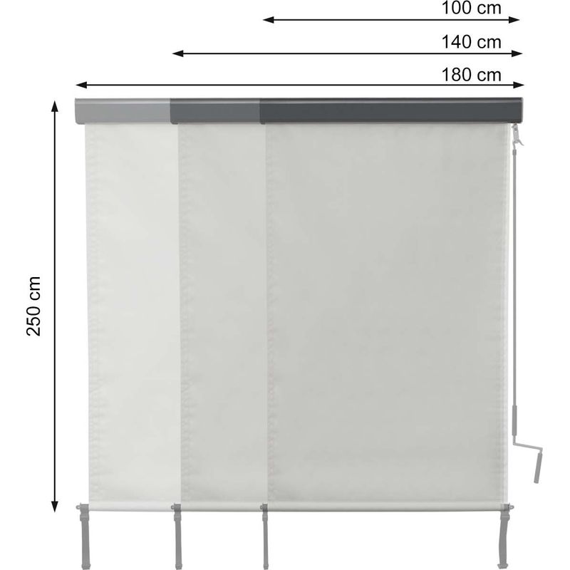 Mendler – Store enrouleur vertical 250x180 cm – Protection anti-UV 50 – Mécanisme de manivelle – Montage mural ou plafond – Tissu déperlant - Image 5