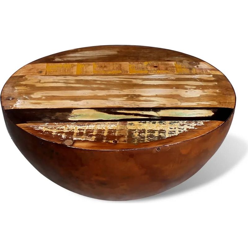 Vidaxl – Table basse gigogne en bois recyclé – Forme de bol unique – Base en acier – Artisanat rétro et exotique – Idéale pour salons modernes Cup - Image 5