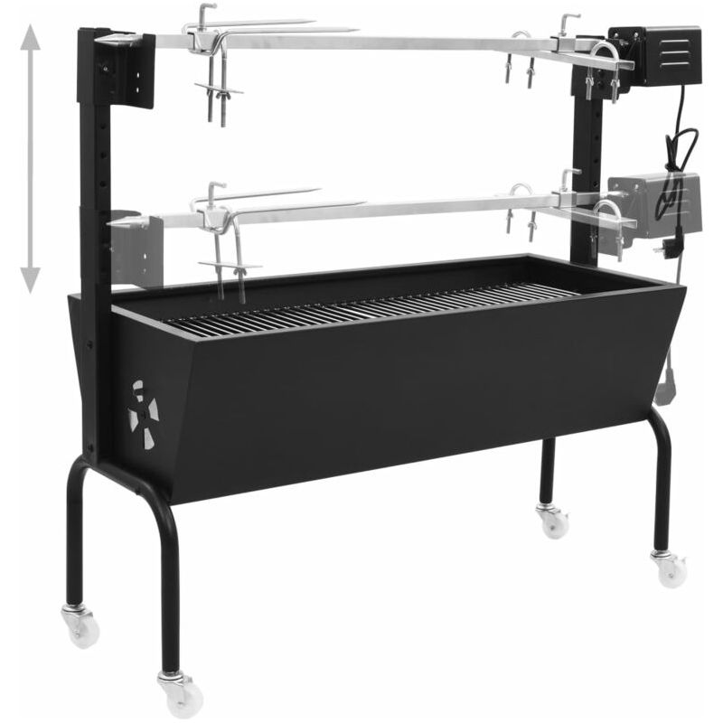 Vidaxl – Rôtissoire électrique pour barbecue – Acier inoxydable – Moteur électrique – Hauteur réglable – 4 roues avec freins - Image 3