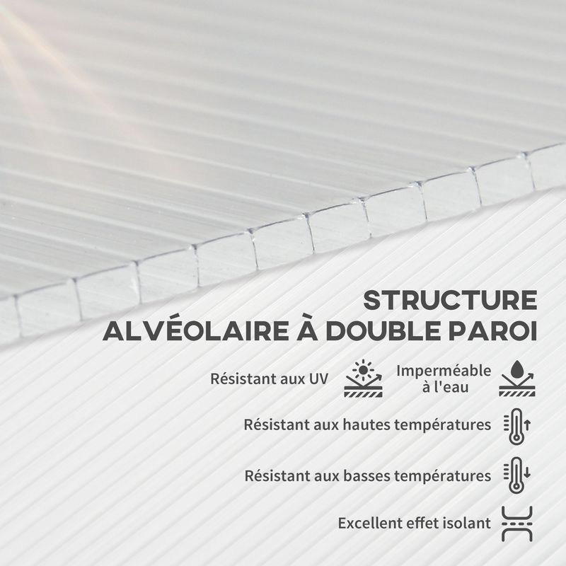 Outsunny – Panneaux en polycarbonate alvéolaire 121x61cm – Structure nid d'abeille – Résistant aux UV – Isolation thermique – Multifonctionnel Panneau - Image 3