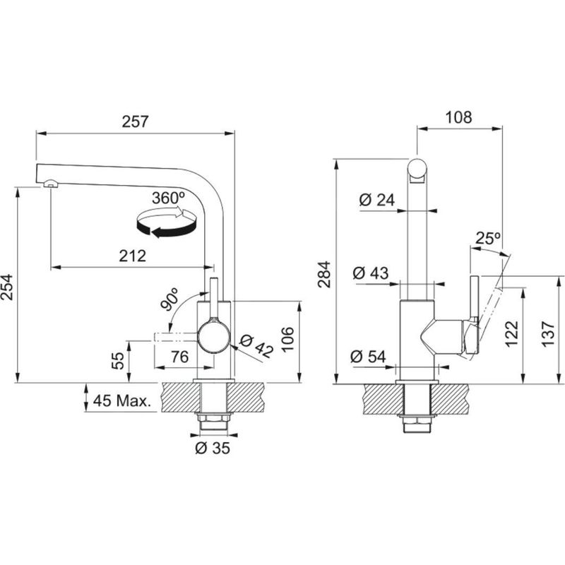 Franke – Mitigeur de lavabo 295481 noir mat – Douchette rotative 360° – Fixation intégrée – Laiton haute pression - Image 7
