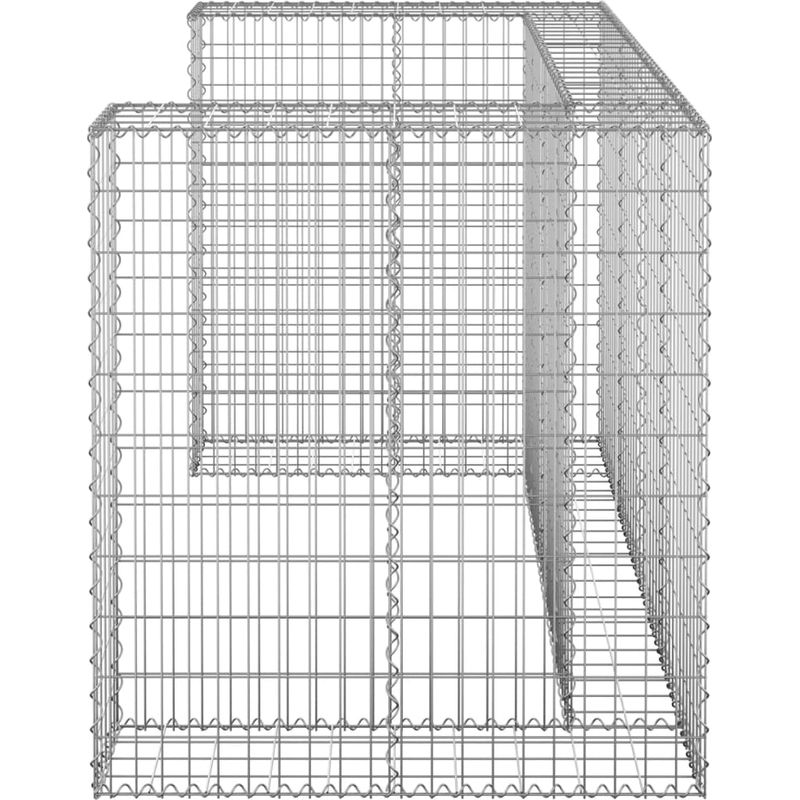 Vidaxl – Mur en gabion pour poubelles – Acier galvanisé résistant aux intempéries – Dimensions 180x100x110 cm – Contient 2 poubelles - Image 4