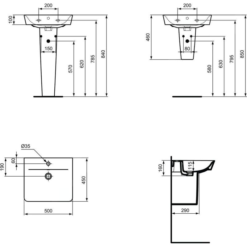 Ideal Standard Connect Air - Lavabo Cube 50x45x16 cm, avec un trou pour mitigeur, blanc E030101 - Image 2