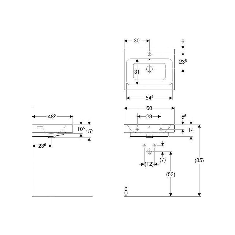 Geberit iCon lavabo à poser avec trou pour robinetterie - Image 2