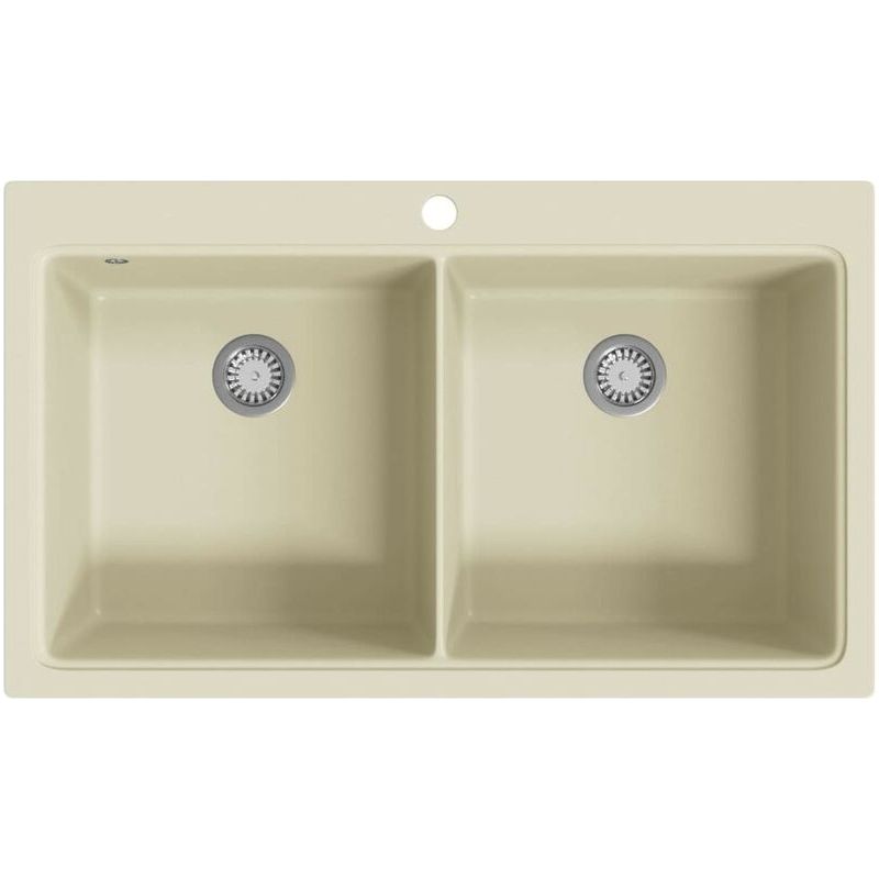 Vidaxl – Évier de cuisine granit double lavabo beige – Très profond – Résistant à la chaleur et aux rayures – Facile à nettoyer - Image 3