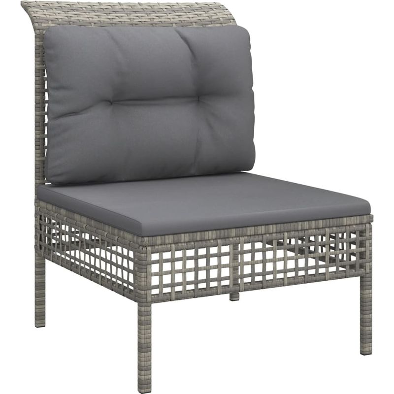 Vidaxl – Canapé de jardin central avec coussin – Résine tressée grise – Cadre en acier robuste – Confort optimal – Design modulaire - Image 2