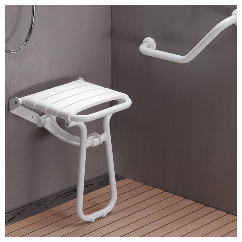 Pellet – Siège de douche blanc – Sécurité maximale avec béquille automatique – Peu encombrant en position relevée – Installation facile - Image 5