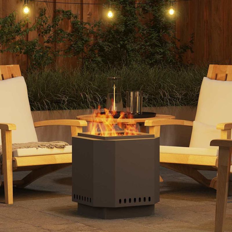 vidaXL Bol de feu sans fumée Noir 48 x 48 x 51 cm Acier patiné - Image 4